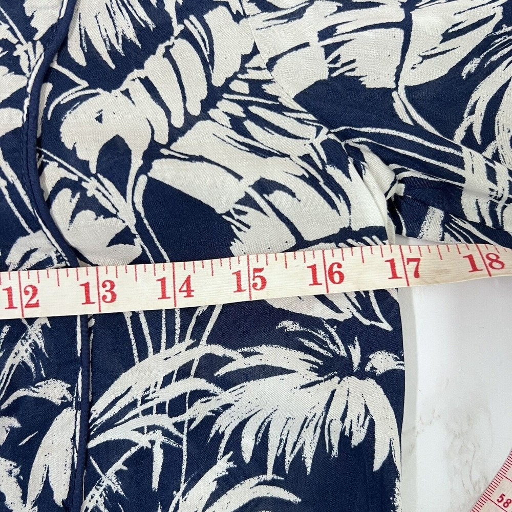 L.O.G.G. H&M Women Tunic Dress Blue White 2 Beach Cover Up Palm Leaves Tropical - Picture 14 of 16